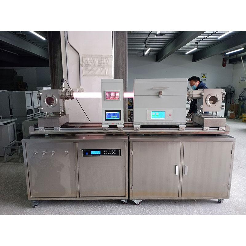 تصویر  Dual Zones plasma enhanced chemical vapor deposition device (PECVD) equipped with a  roll-to-roll movement system