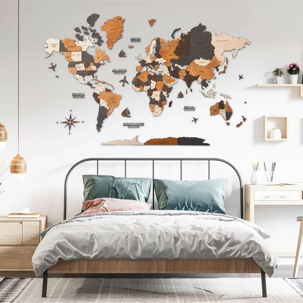 تصویر  3D WOODEN WORLD MAP