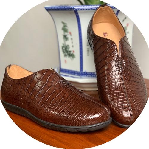 Picture of Crocodile Leather Shoes Men's Autumn Tide Shoes Fashion All-Match Wear-Resistant Leather Slip-On Casual Shoes Over-The-Foot Shoes Single Shoes