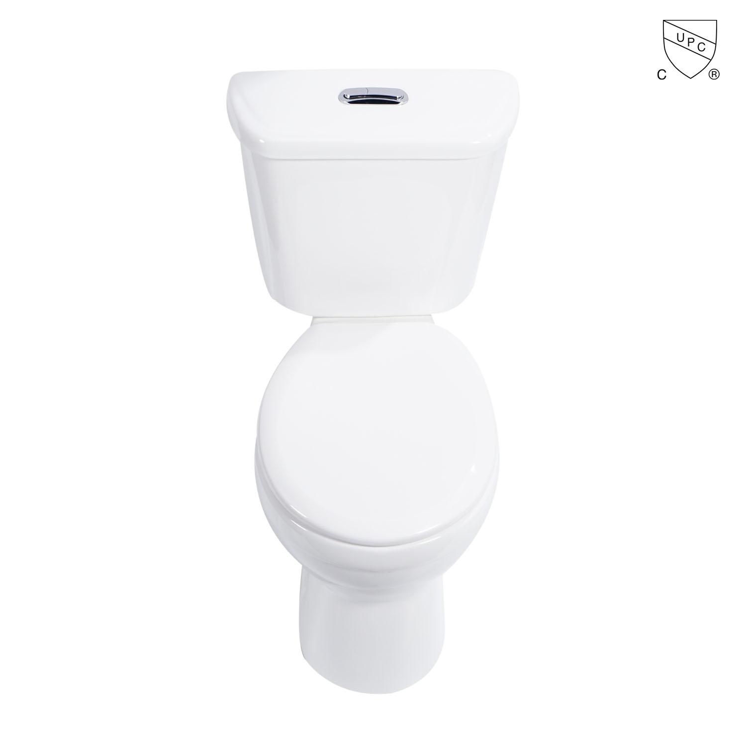 تصویر  Bathroom water-saving ADA Compliant CUPC certified comfort height round shape bowl s-trap siphonic white ceramic two piece toilet 12 inches 305mm rough-in s-trap 2-piece toilet with seat included