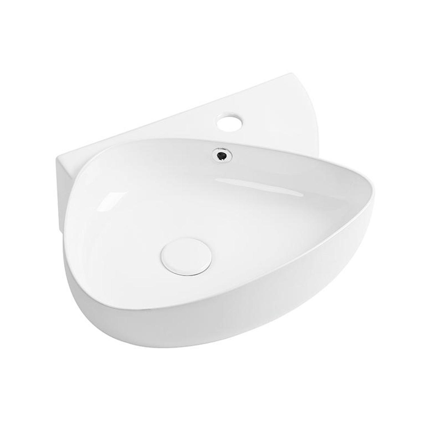 تصویر  White Porcelain 19-inch triangle asymmetrical wall-mount sink