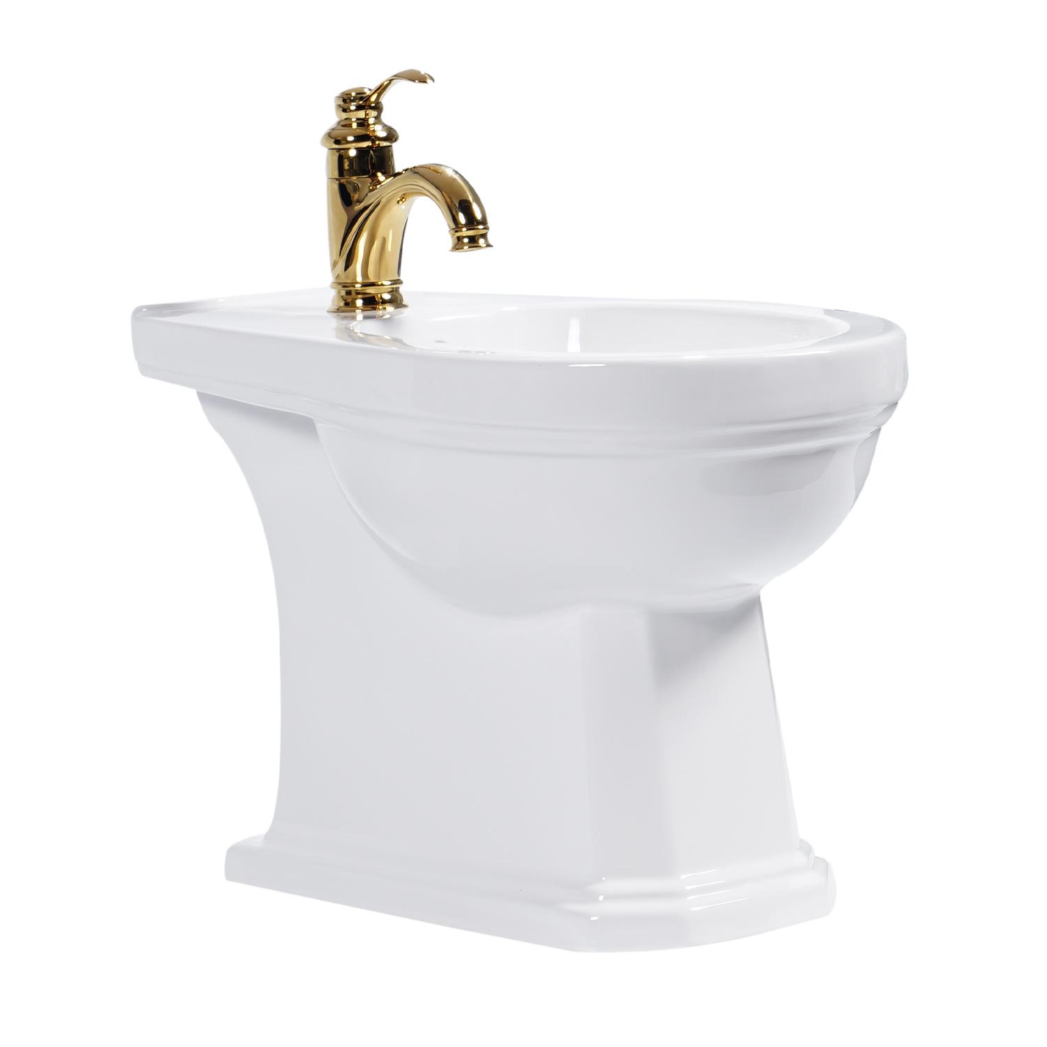 تصویر  Classic design Bathroom vitreous china ceramic freestanding bidet with pre-drilled overflow and faucet hole bathroom suite