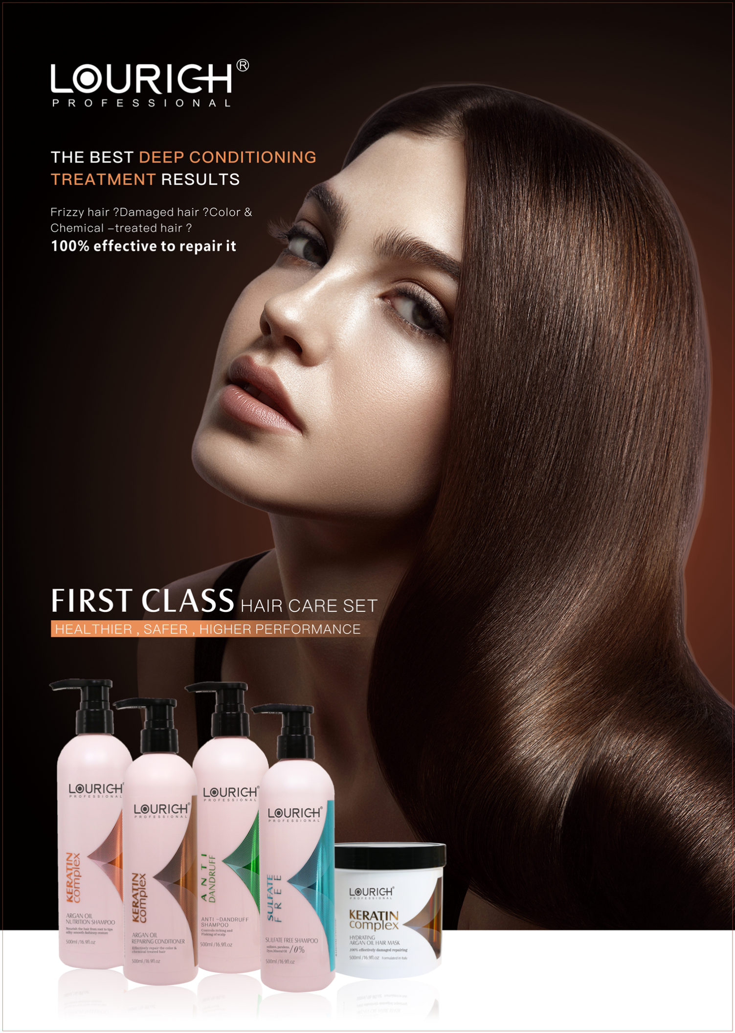 تصویر  LOURICH keratin complex argan oil shampoo conditioner mask serum set